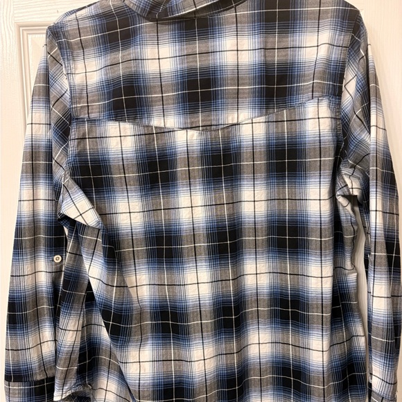 Allison Daley Blue and Black Plaid Button-Down Shirt - Picture 4 of 4